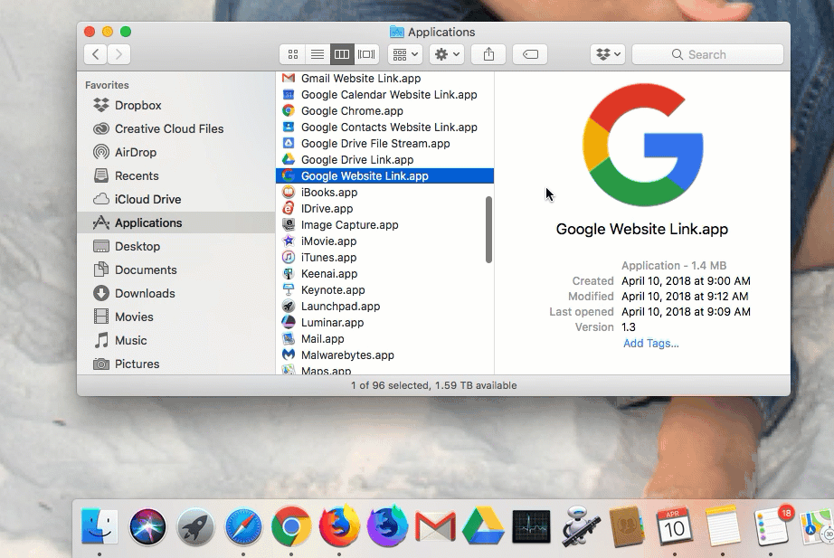 Mac how to create icon in dock for gmail account